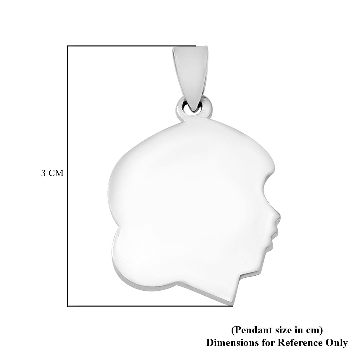 Sterling Silver Woman Face Pendant, Silver wt 3.80 Gms