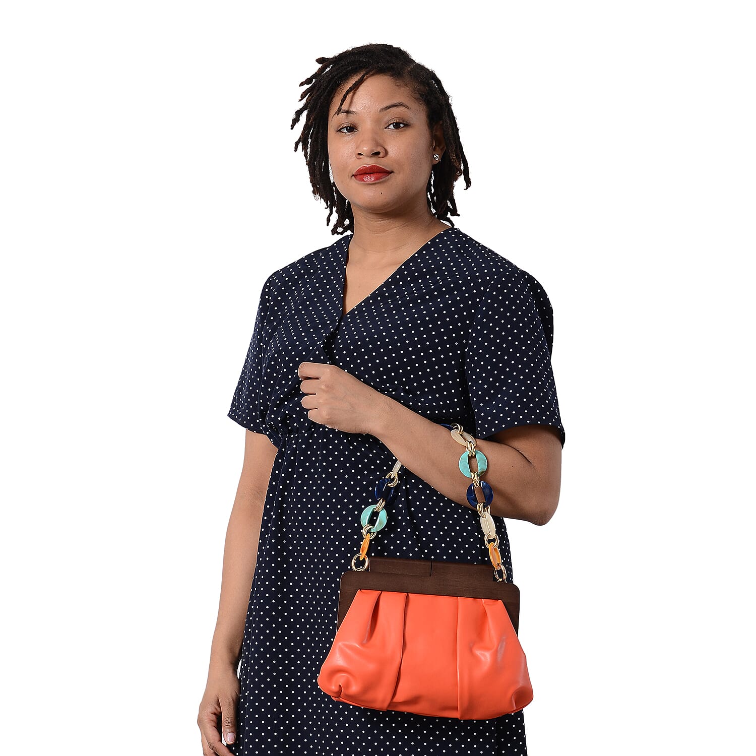 LA MAREY Clutch Bag with Extra Multi Colour Handle Drop in Pastel Blue (Size 23x4x31 Cm)