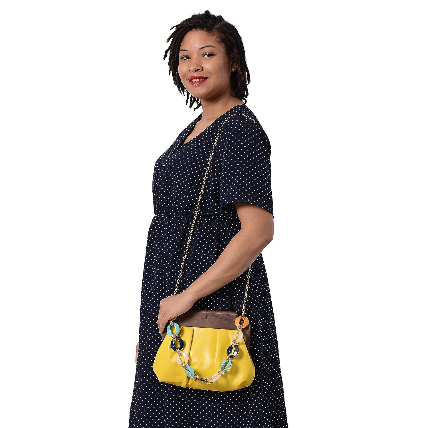 LA MAREY Clutch Bag with Extra Multi Colour Handle Drop in Pastel Blue (Size 23x4x31 Cm)