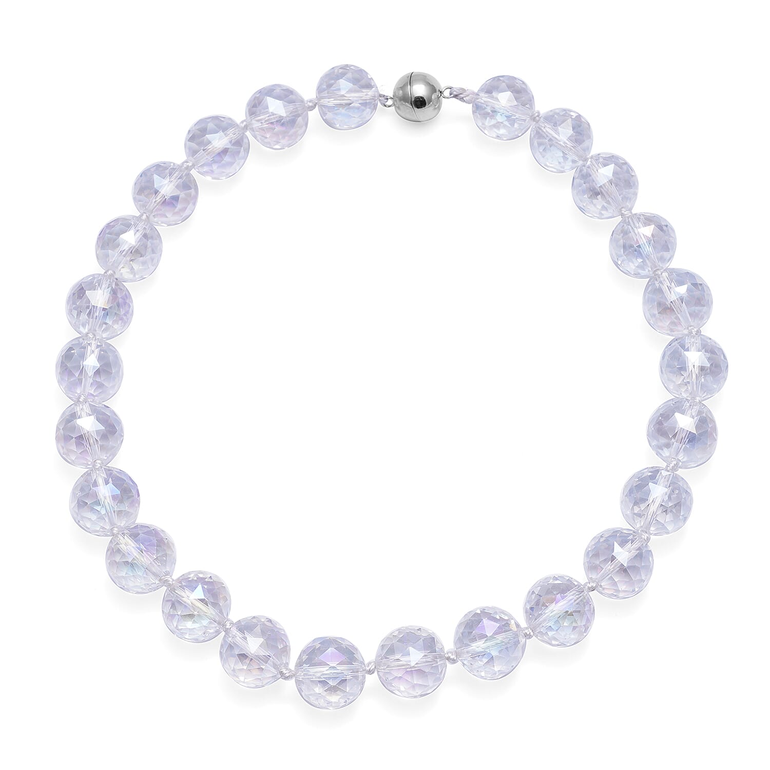 Simulated AB Crystal Beads Necklace (Size - 20) with Stainless Steel Magnetic Clasp
