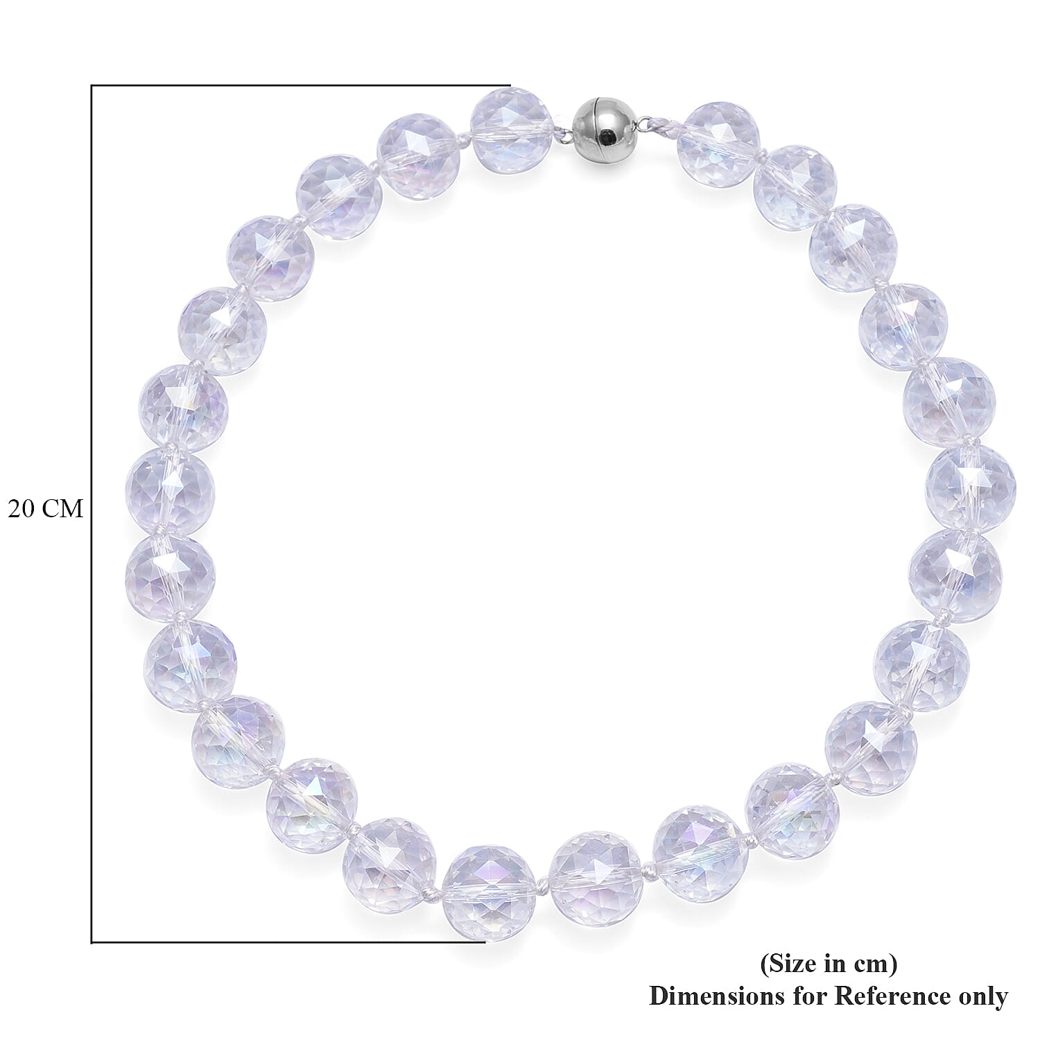 Simulated AB Crystal Beads Necklace (Size - 20) with Stainless Steel Magnetic Clasp
