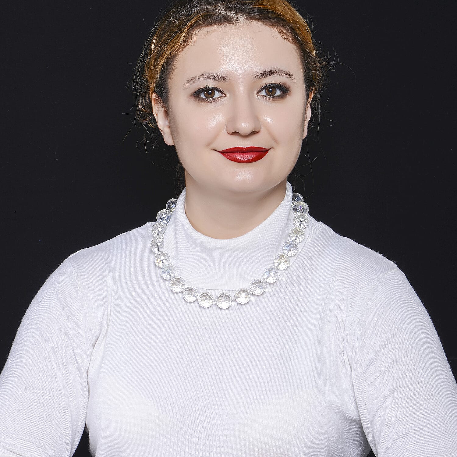 Simulated AB Crystal Beads Necklace (Size - 20) with Stainless Steel Magnetic Clasp