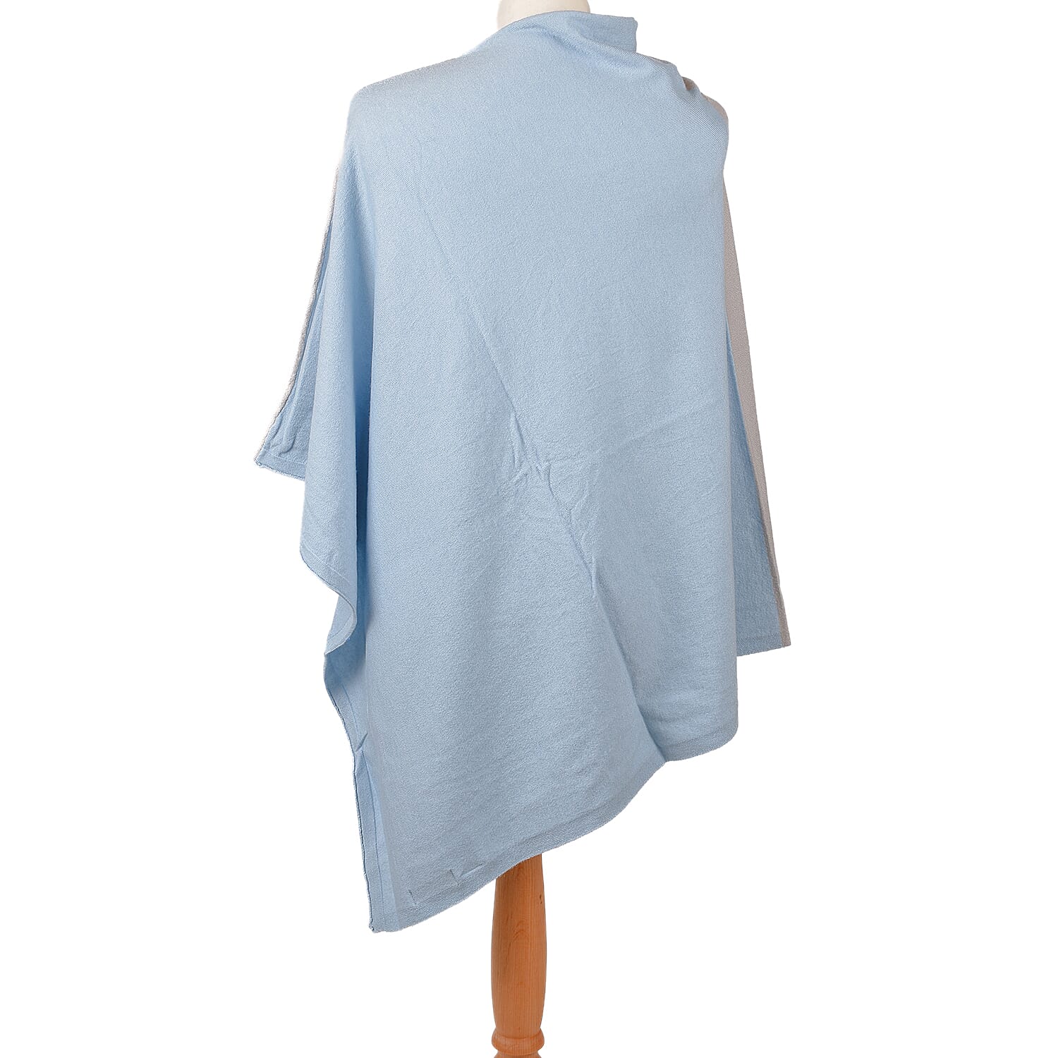 Kris Ana Grey Coloured Shoulder Baby Blue Poncho One Size (8-18)