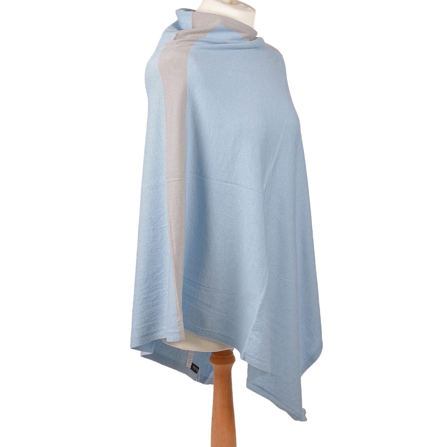 Kris Ana Grey Coloured Shoulder Baby Blue Poncho One Size (8-18)