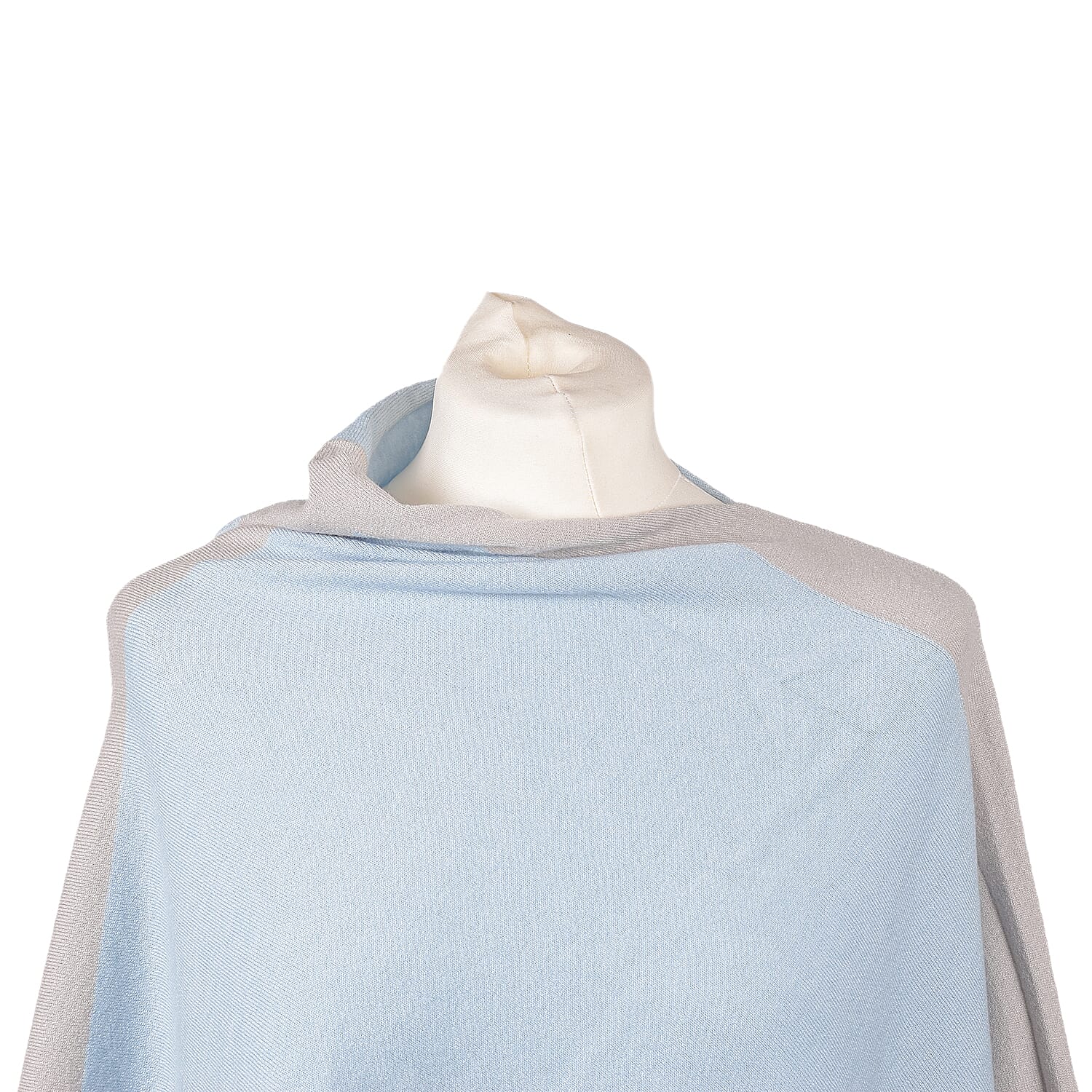 Kris Ana Grey Coloured Shoulder Baby Blue Poncho One Size (8-18)