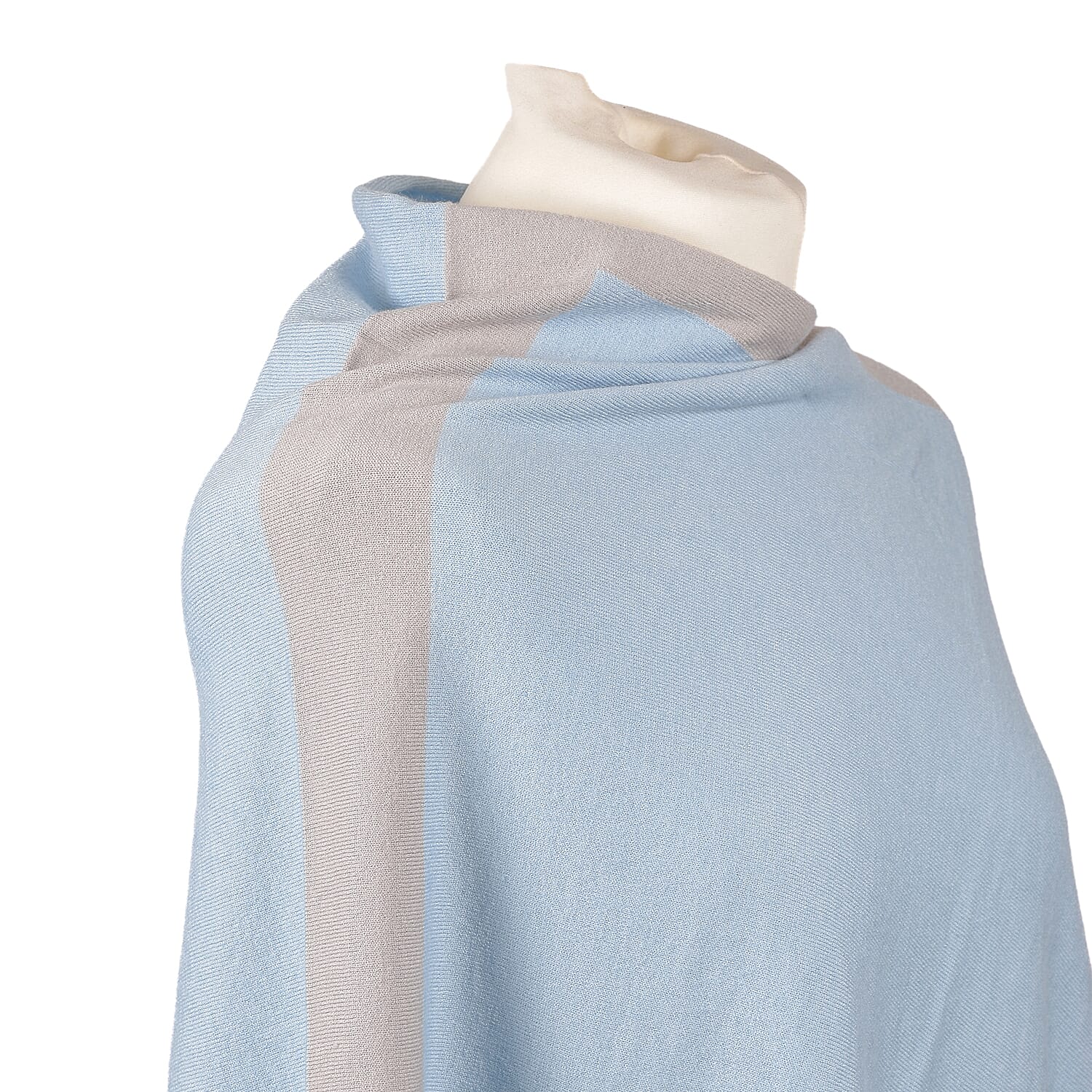 Kris Ana Grey Coloured Shoulder Baby Blue Poncho One Size (8-18)