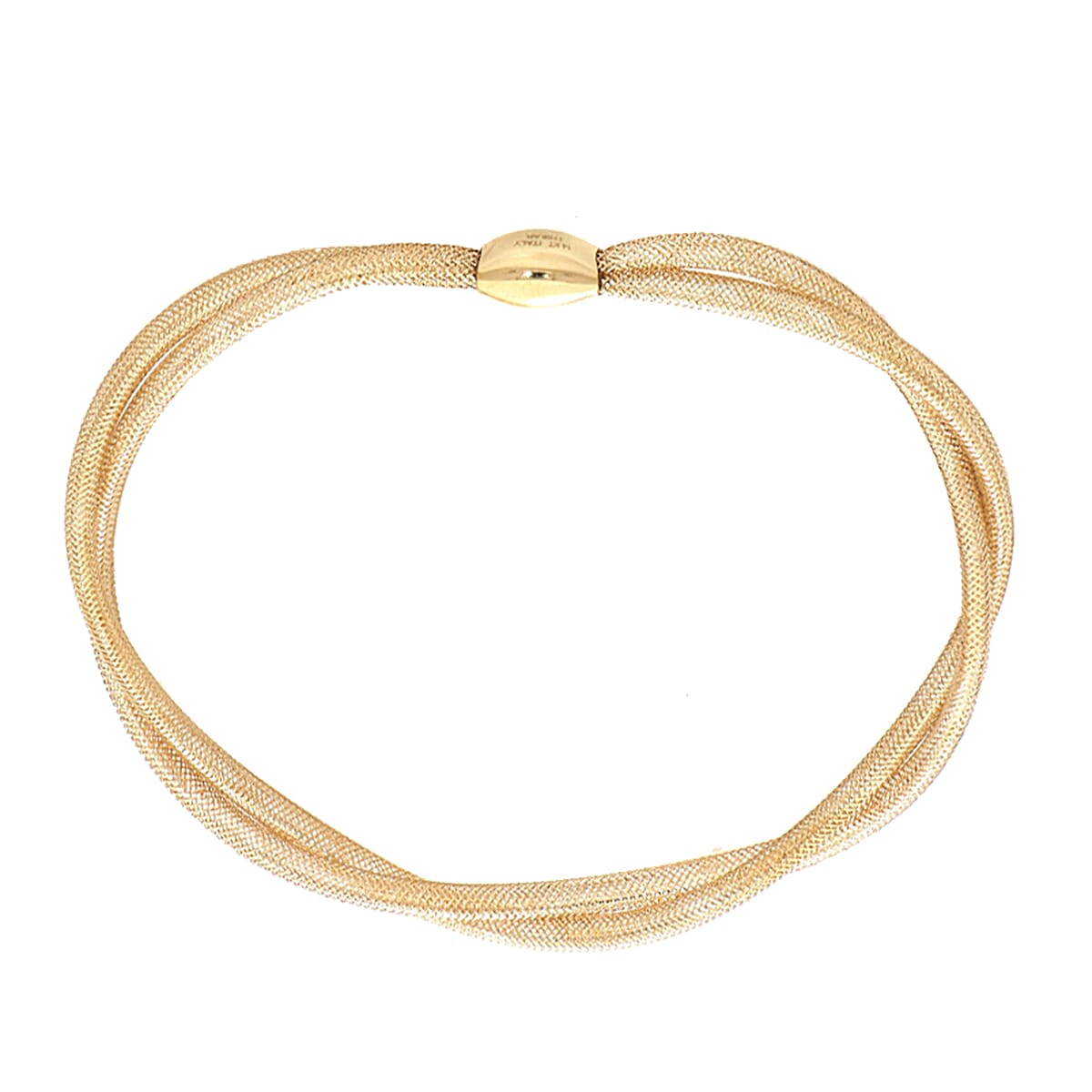 Italian Made 9K Yellow Gold Stretchable Mesh Twist Ribbon Bangle (size 6-10)