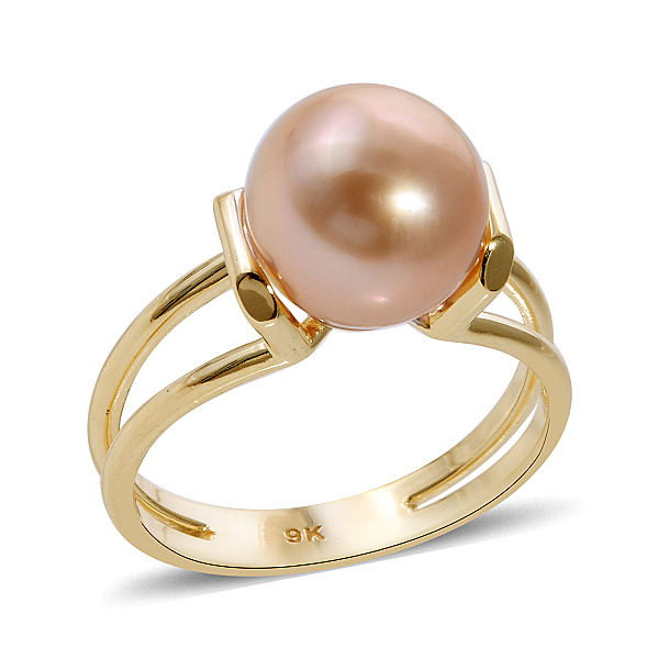 Golden South Sea Pearl Solitaire Ring in 9K Yellow Gold - M6069562 - TJC