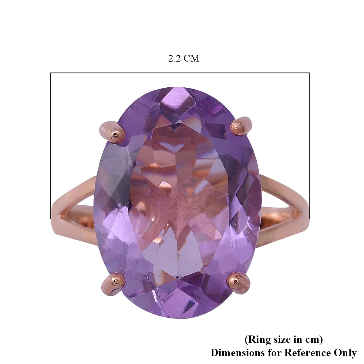Rose De France Amethyst Ring in Rose Gold Overlay Sterling Silver 11.35 Ct.