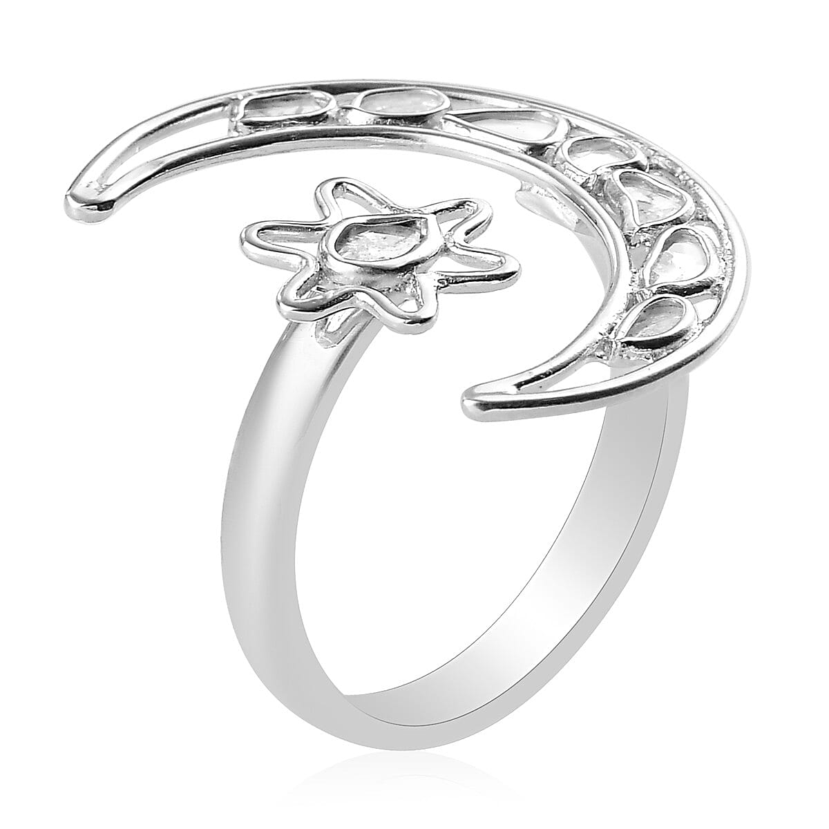 Artisan Crafted Polki Diamond Celestial Ring in Sterling Silver 0.50 Ct.