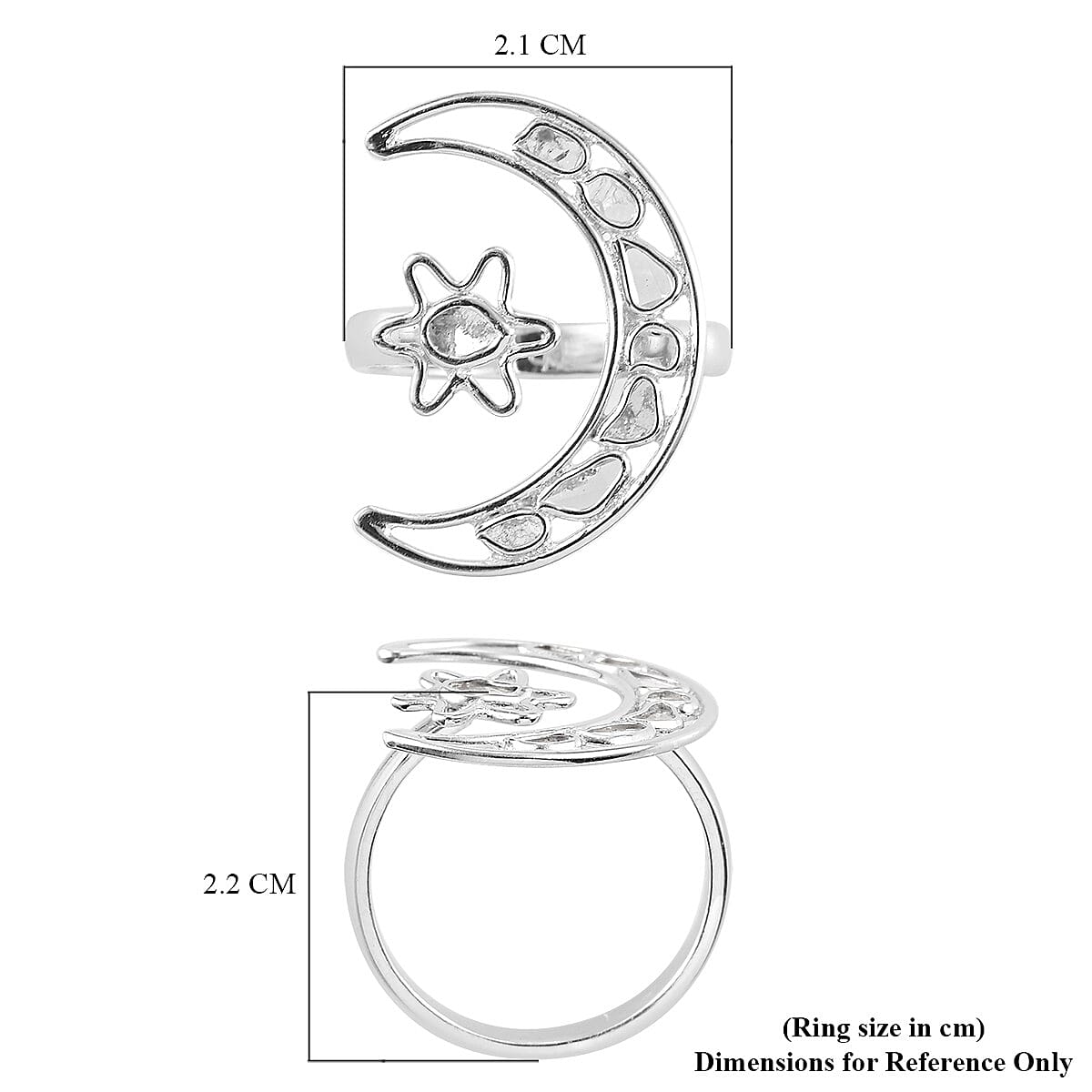 Artisan Crafted Polki Diamond Celestial Ring in Sterling Silver 0.50 Ct.