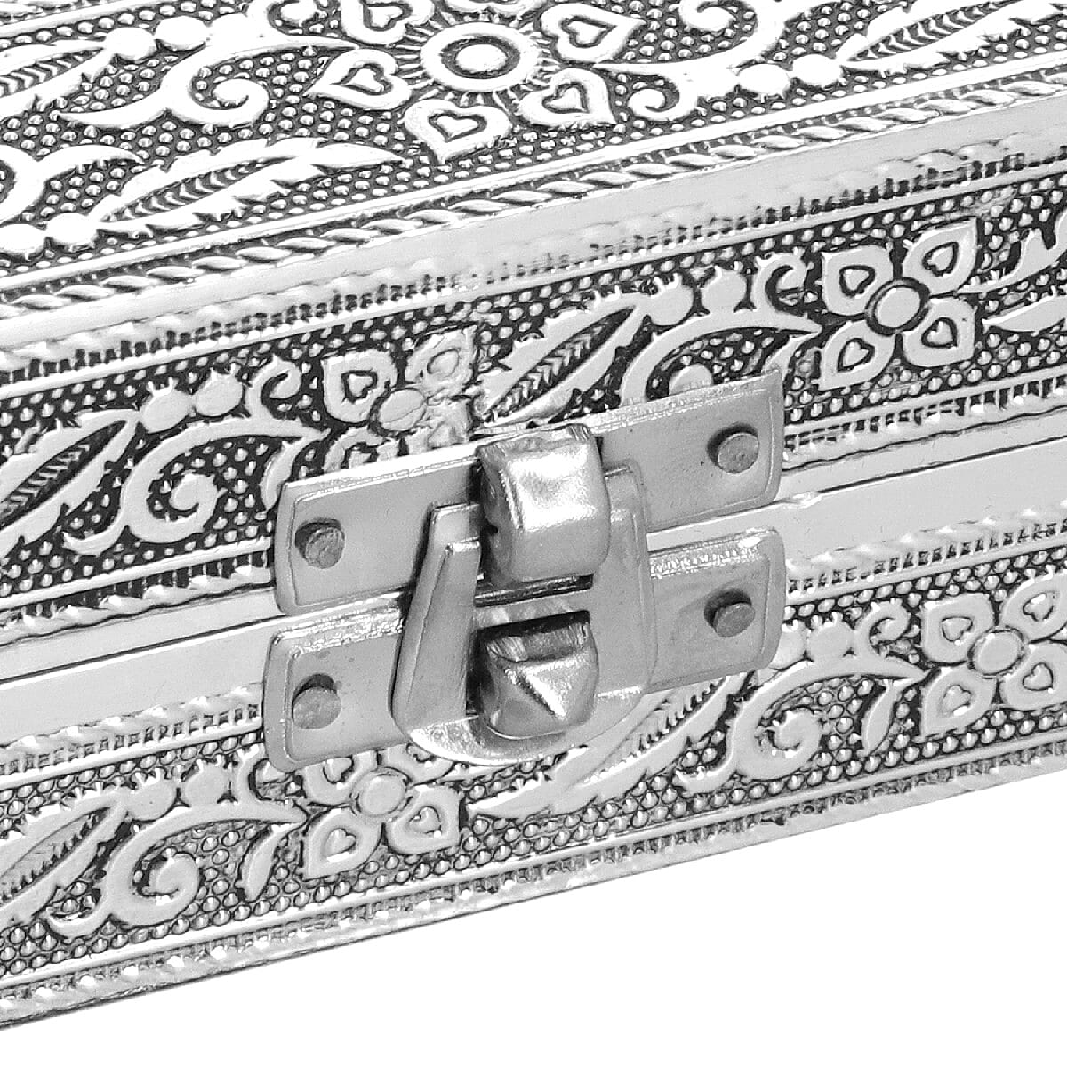 Jewellery Embossed Ring Box with Mirror made of Teak and MDF Wood - Swan