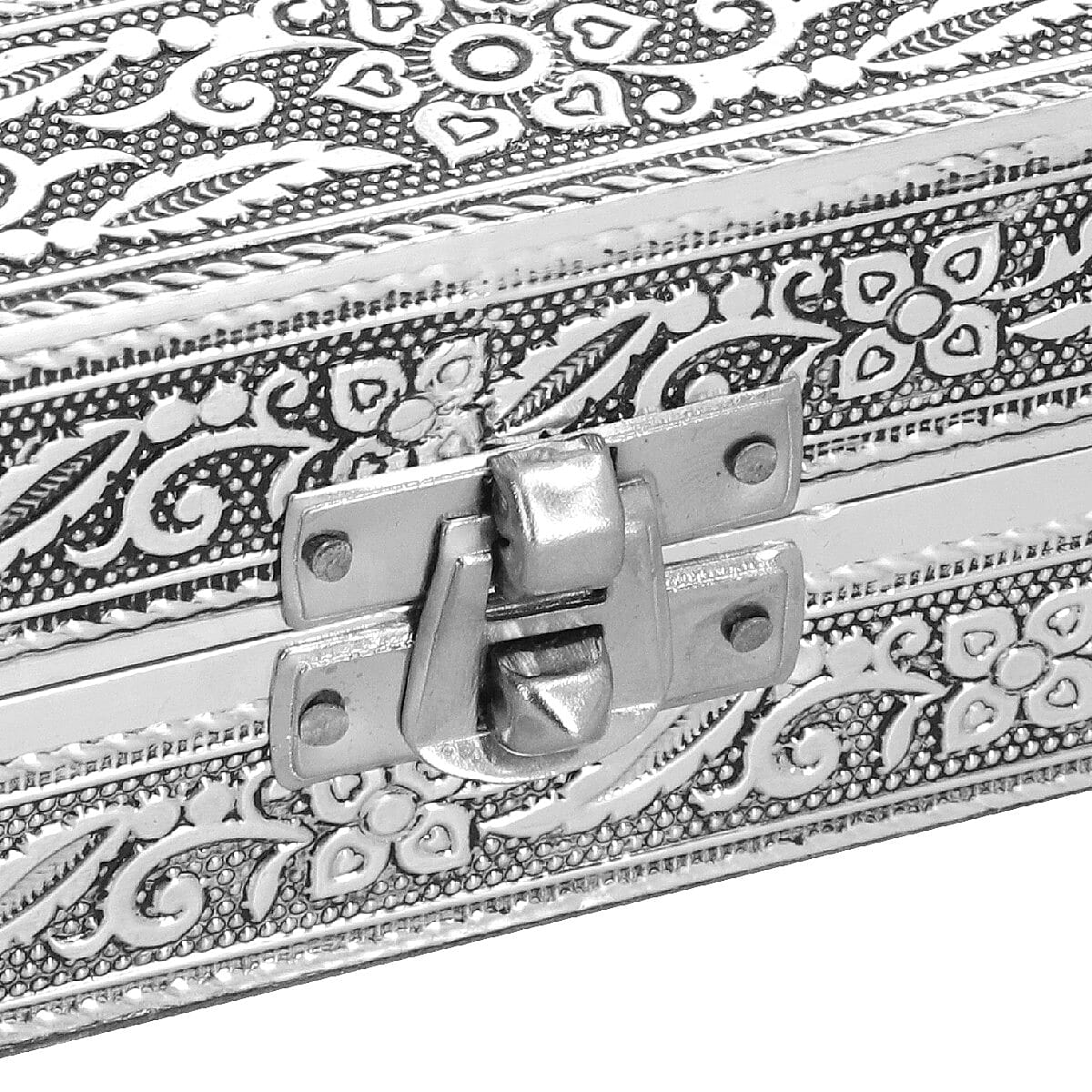 Jewellery Embossed Ring Box with Mirror made of Teak and MDF Wood - Lady