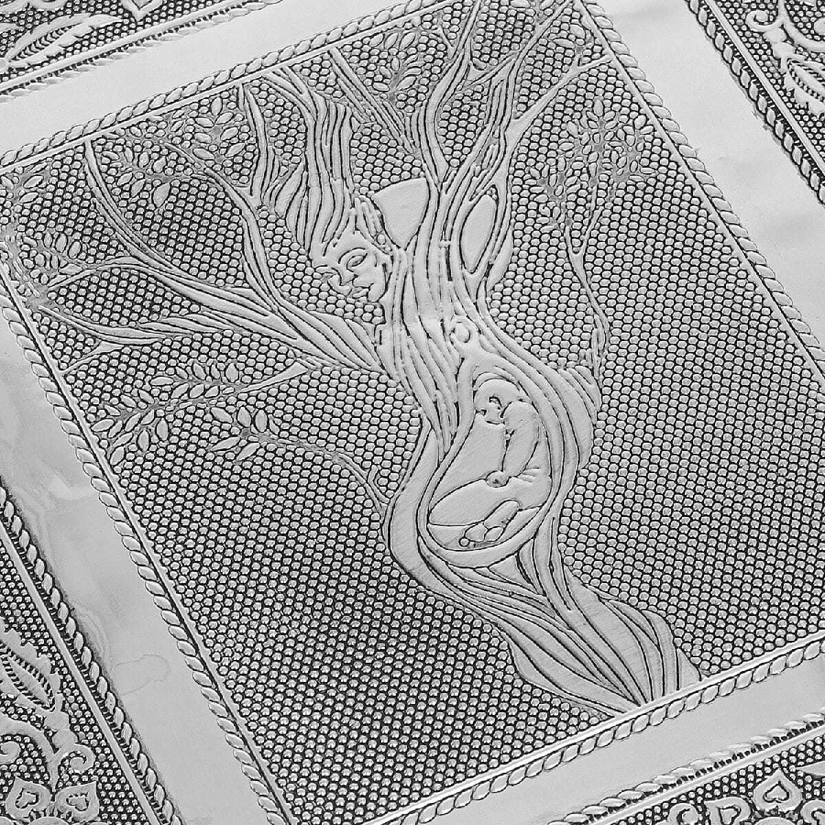 Jewellery Embossed Ring Box with Mirror made of Teak and MDF Wood - Lady