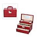 3 Layer Crocodile Skin Pattern Jewellery Box Organiser with Coded Lock and Handle Burgundy