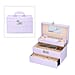 3 Layer Crocodile Skin Pattern Jewellery Box Organiser with Coded Lock and Handle Lavender