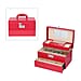 3 Layer Crocodile Skin Pattern Jewellery Box Organiser with Coded Lock and Handle Rose Pink