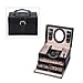 3 Layer Lizard Skin Pattern Jewellery Box with Inside Mirror and Button Lock (Size 22x16x14cm) - Black