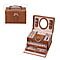 3 Layer Lizard Skin Pattern Jewellery Box with Inside Mirror and Button Lock (Size 22x16x14cm) - Brown