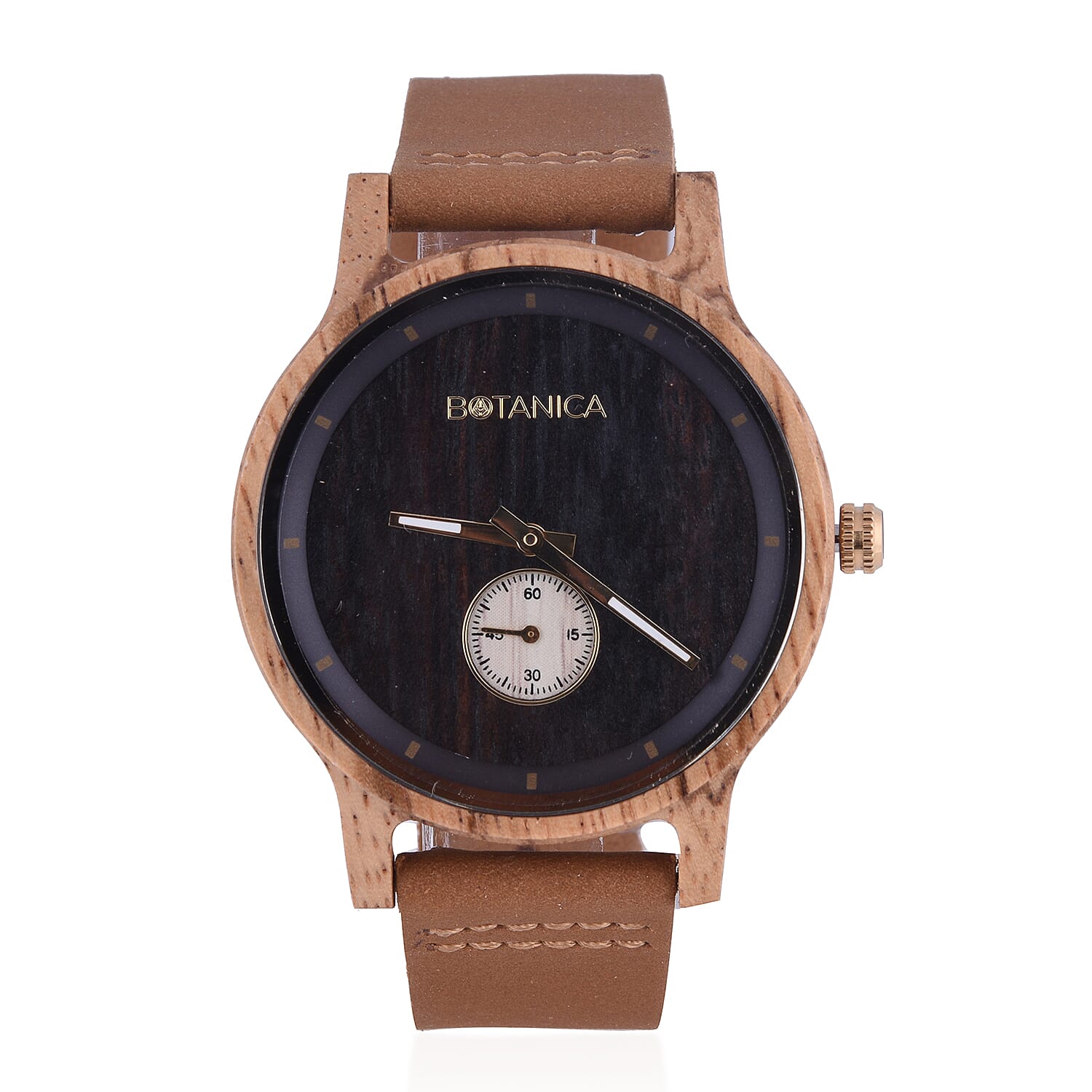 Botanica Juniper Zebranowood and Vegan Tan Strap Watch - Brown