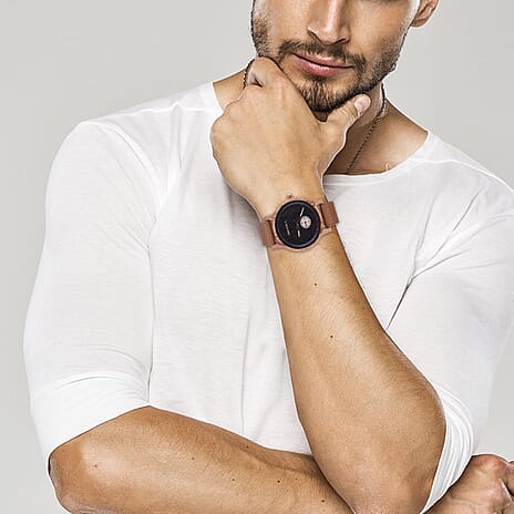 Botanica Juniper Zebranowood and Vegan Tan Strap Watch - Brown