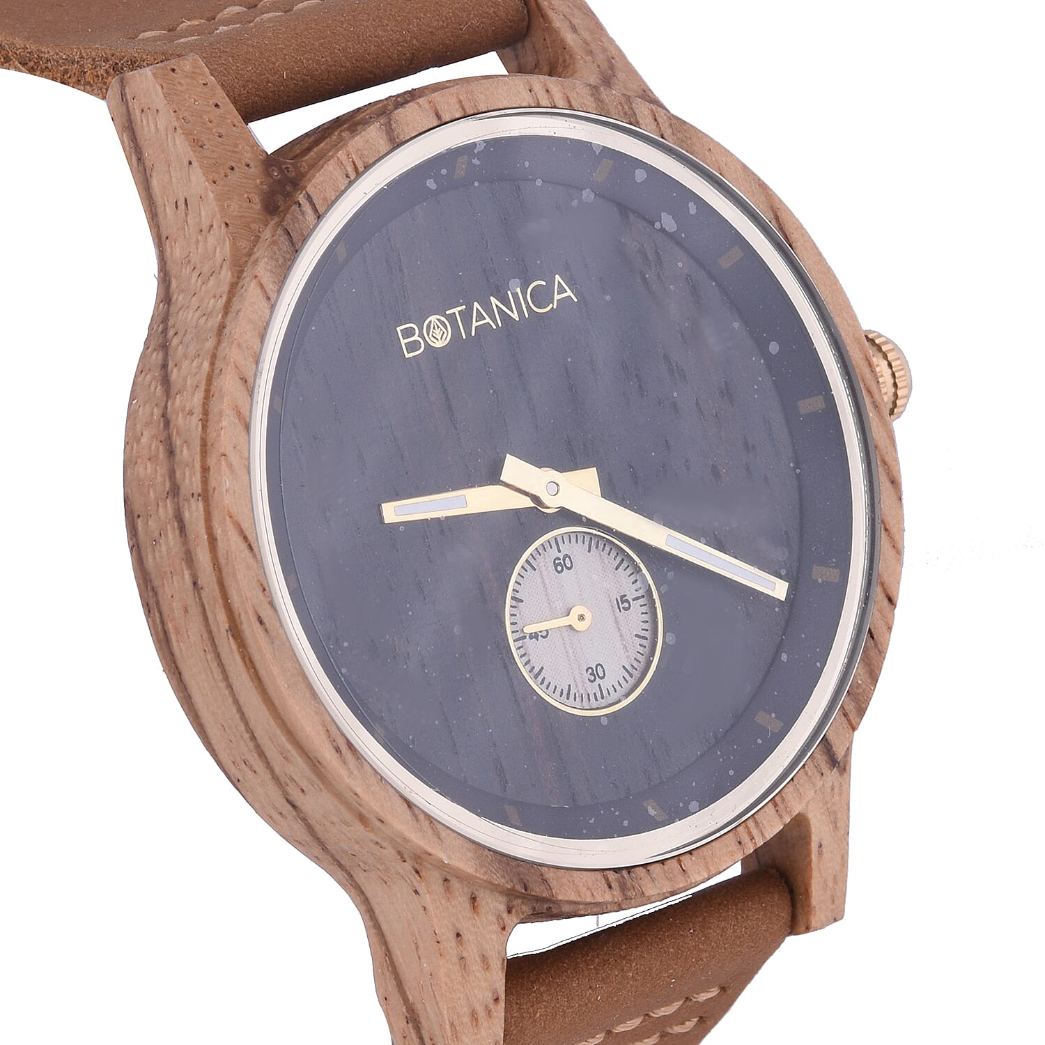 Botanica Juniper Zebranowood and Vegan Tan Strap Watch - Brown