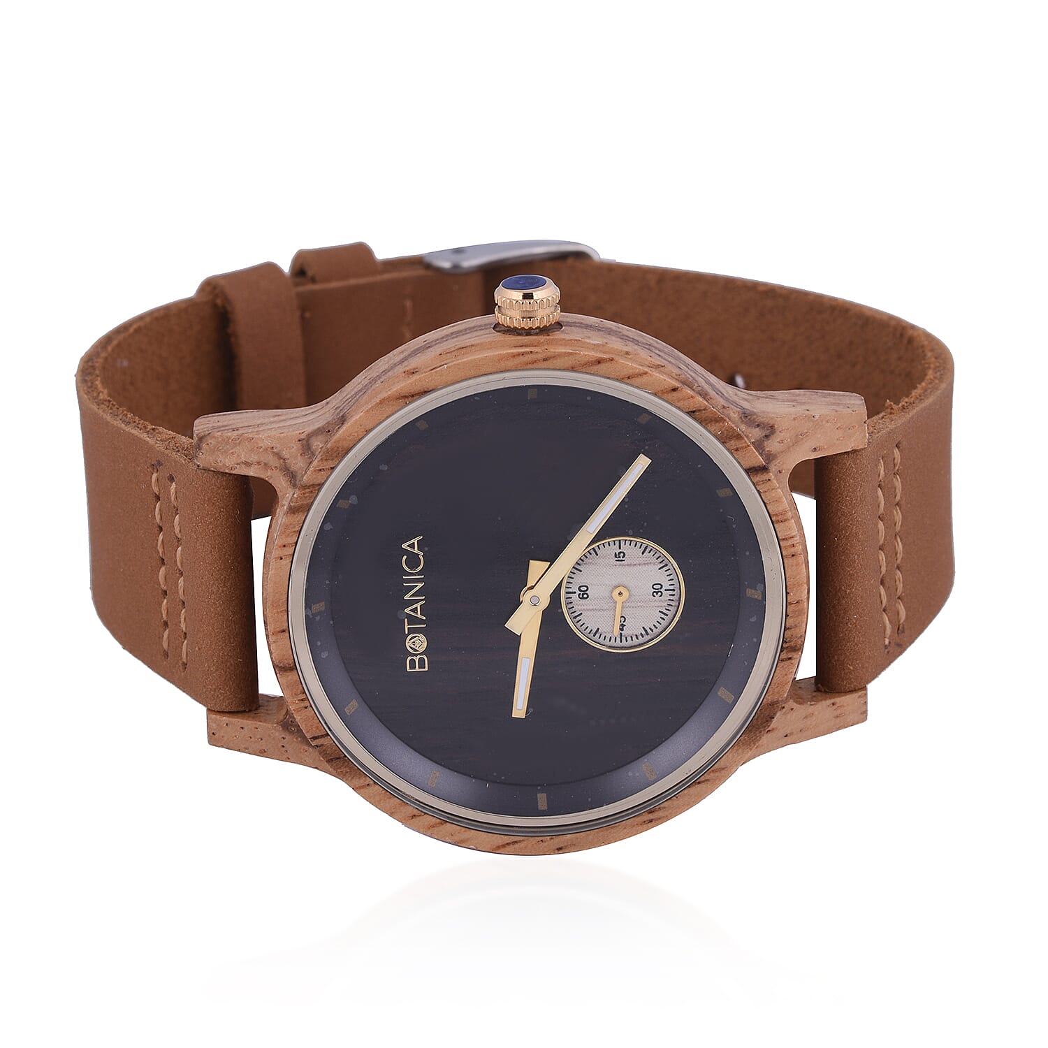 Botanica Juniper Zebranowood and Vegan Tan Strap Watch - Brown