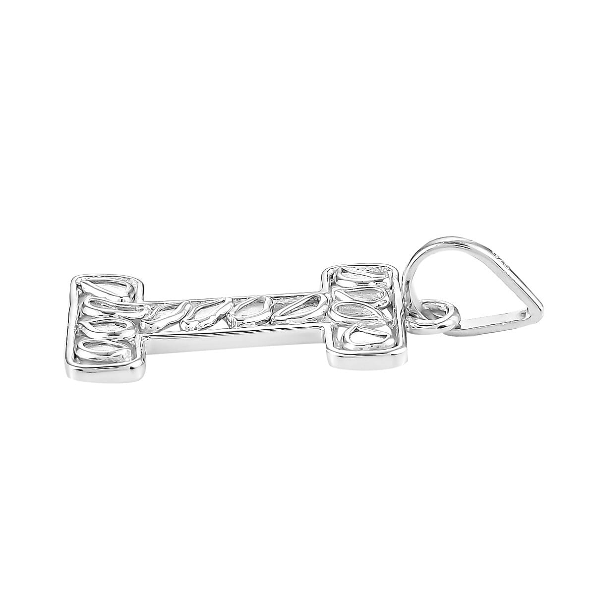 Polki Diamond Initial I Pendant in Platinum Overlay Sterling Silver 0.50 Ct.