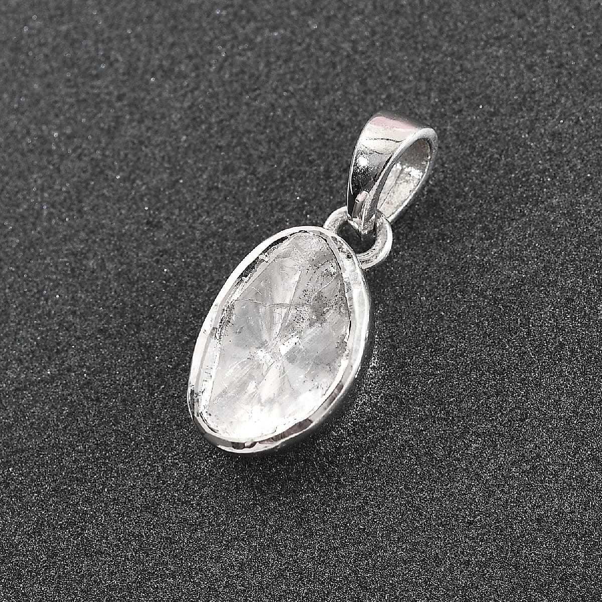 Artisan Crafted Polki Diamond Pendant in Platinum Overlay Sterling Silver 0.50 Ct.