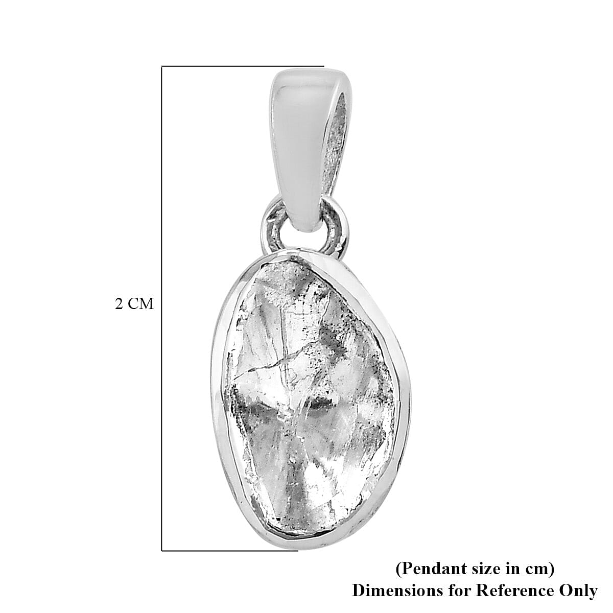 Artisan Crafted Polki Diamond Pendant in Platinum Overlay Sterling Silver 0.50 Ct.