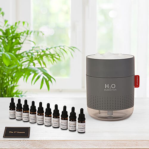 The 5th Season Snow Mountain Humidifier with 10 Fragrance Oils (10ml each) (Size 12x9cm) - Grey