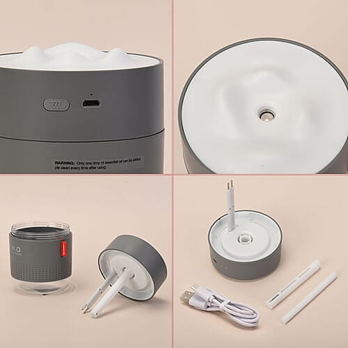 The 5th Season Snow Mountain Humidifier with 10 Fragrance Oils (10ml each) (Size 12x9cm) - Grey
