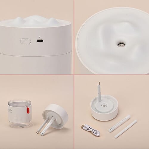 The 5th Season Snow Mountain Humidifier with 10 Fragrance Oils (10ml each) (Size 12x9cm) - White