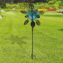 Charming Nature Theme Flamingo Hand Painted Solar Wind Spinner (Size:28x39x110 Cm) - Red