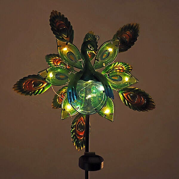 Charming Nature Theme Flamingo Hand Painted Solar Wind Spinner (Size:28x39x110 Cm) - Red