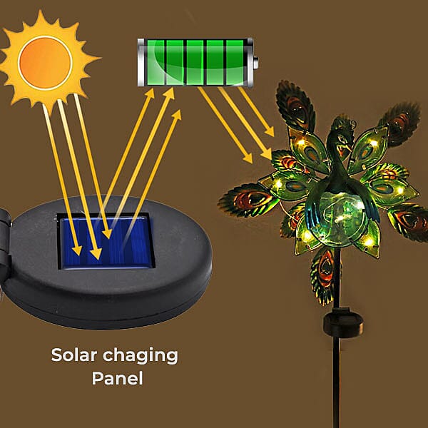 Charming Nature Theme Flamingo Hand Painted Solar Wind Spinner (Size:28x39x110 Cm) - Red