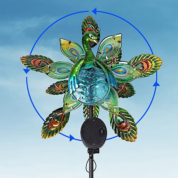 Charming Nature Theme Flamingo Hand Painted Solar Wind Spinner (Size:28x39x110 Cm) - Red