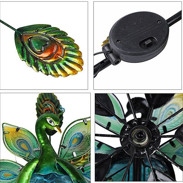 Charming Nature Theme Flamingo Hand Painted Solar Wind Spinner (Size:28x39x110 Cm) - Red