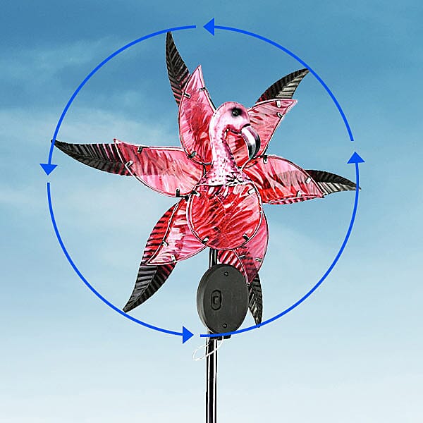 Flamingo Hand Painted Solar Wind Spinner - Red
