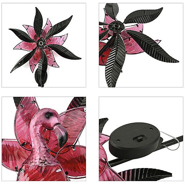 Flamingo Hand Painted Solar Wind Spinner - Red