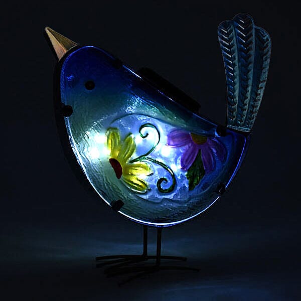 Garden decor bird-blue material:glass+iron weight:471g size:22X10X22cm