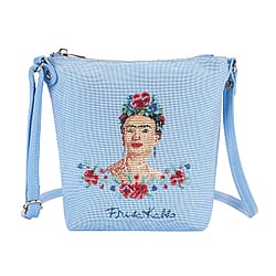 Signare Tapestry Frida Kahlo Panel Design in Beige on Blue Sling Bag (16x22x120cm)