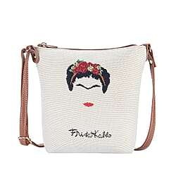Signare Tapestry Frida Kahlo Panel Design in Beige on Cream Sling Bag (16x22x120cm)