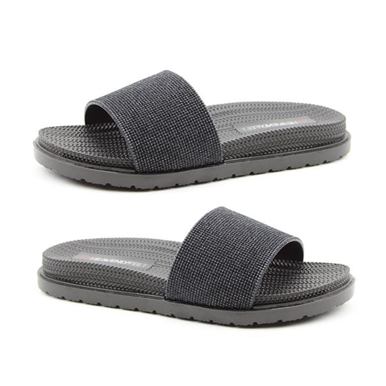 Heavenly Feet Dune Womens Black Mule Sandals (Size 3)