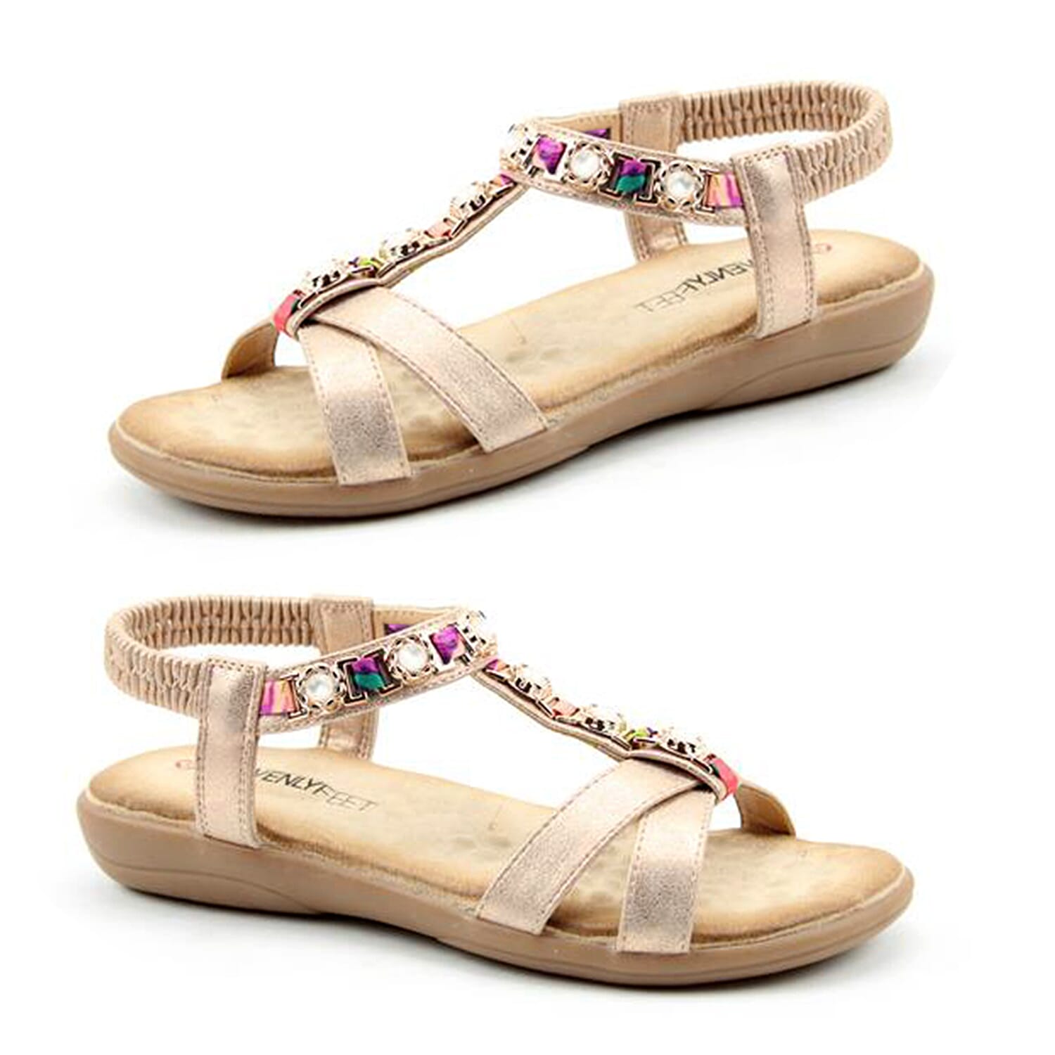 Heavenly Feet Amber Rose Gold Sandals - 6072734 - TJC