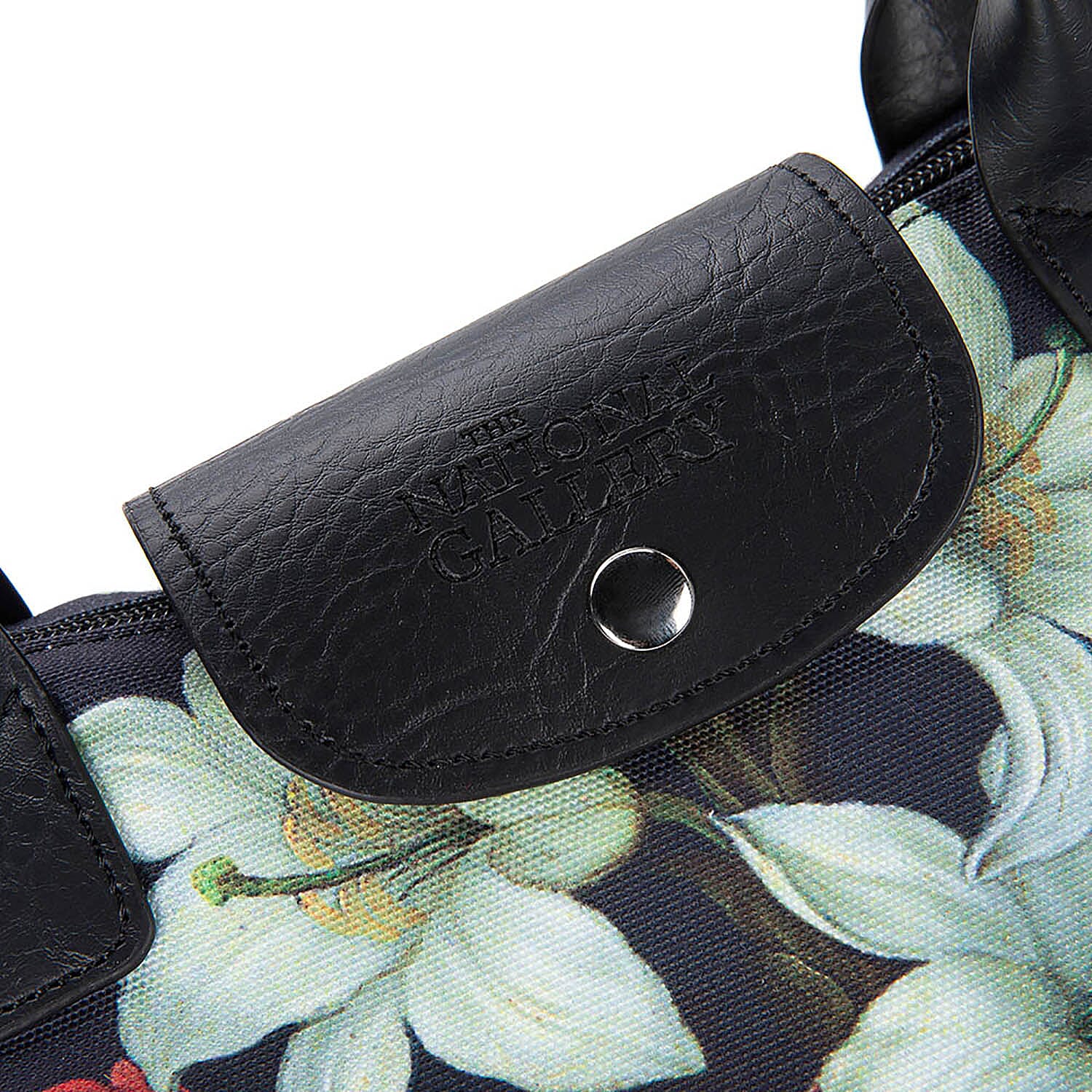 Signare Tapestry Bosschaert Art A Still Life of Flowers In A Van-Li Vase Foldaway Gusset Bag in Black