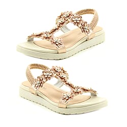 Heavenly Feet Santana Floral Detail Sandals in Rose Gold (Size 3)
