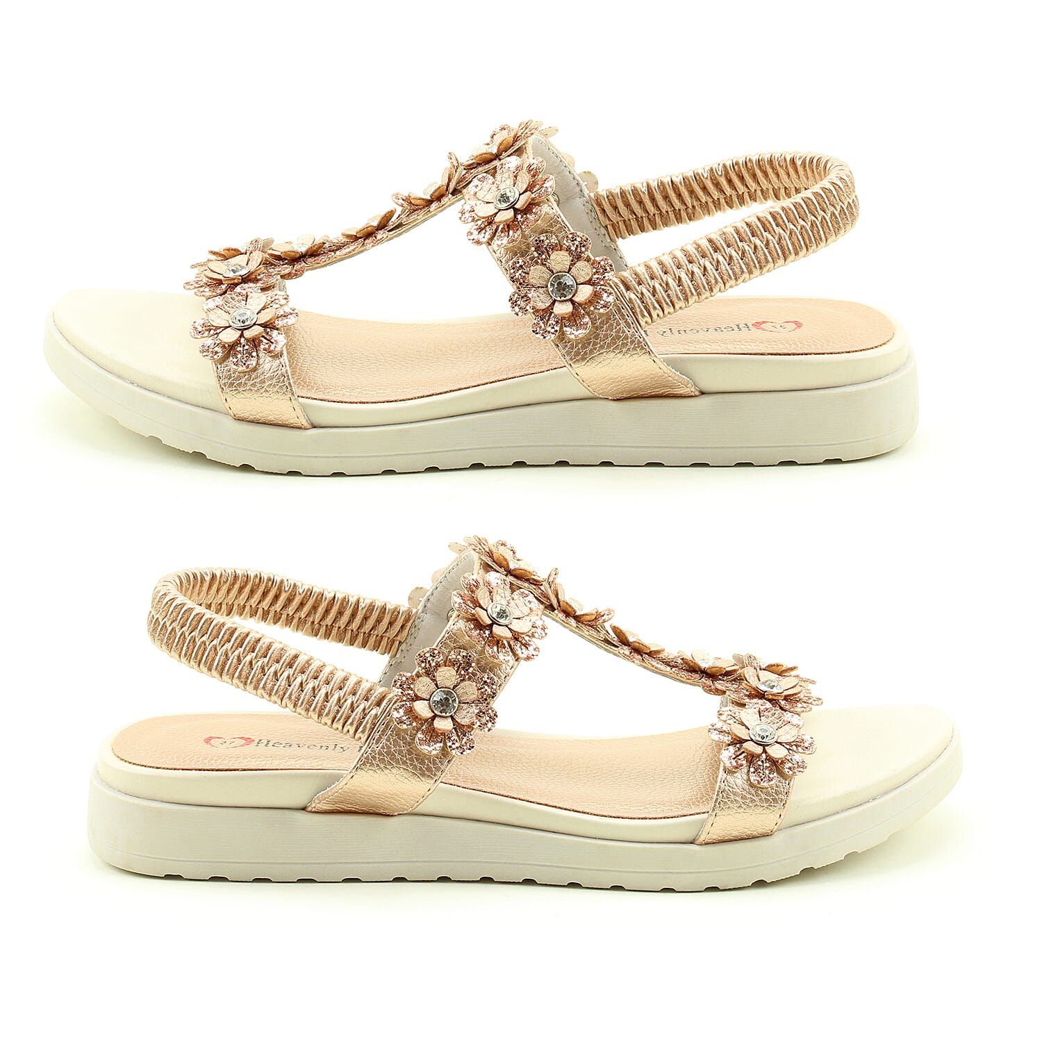Heavenly Feet Santana Floral Detail Sandals in Rose Gold (Size 3)