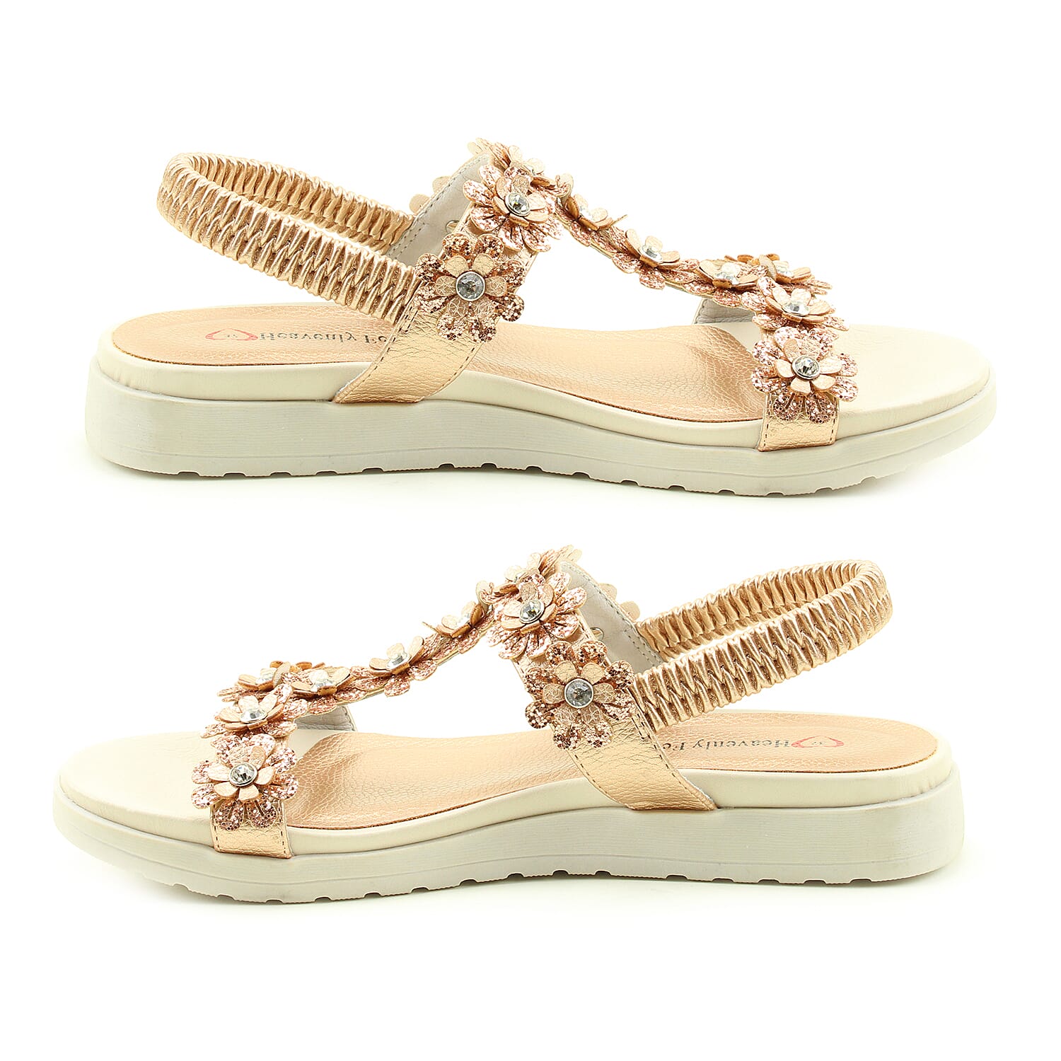 Heavenly Feet Santana Floral Detail Sandals in Rose Gold (Size 3)