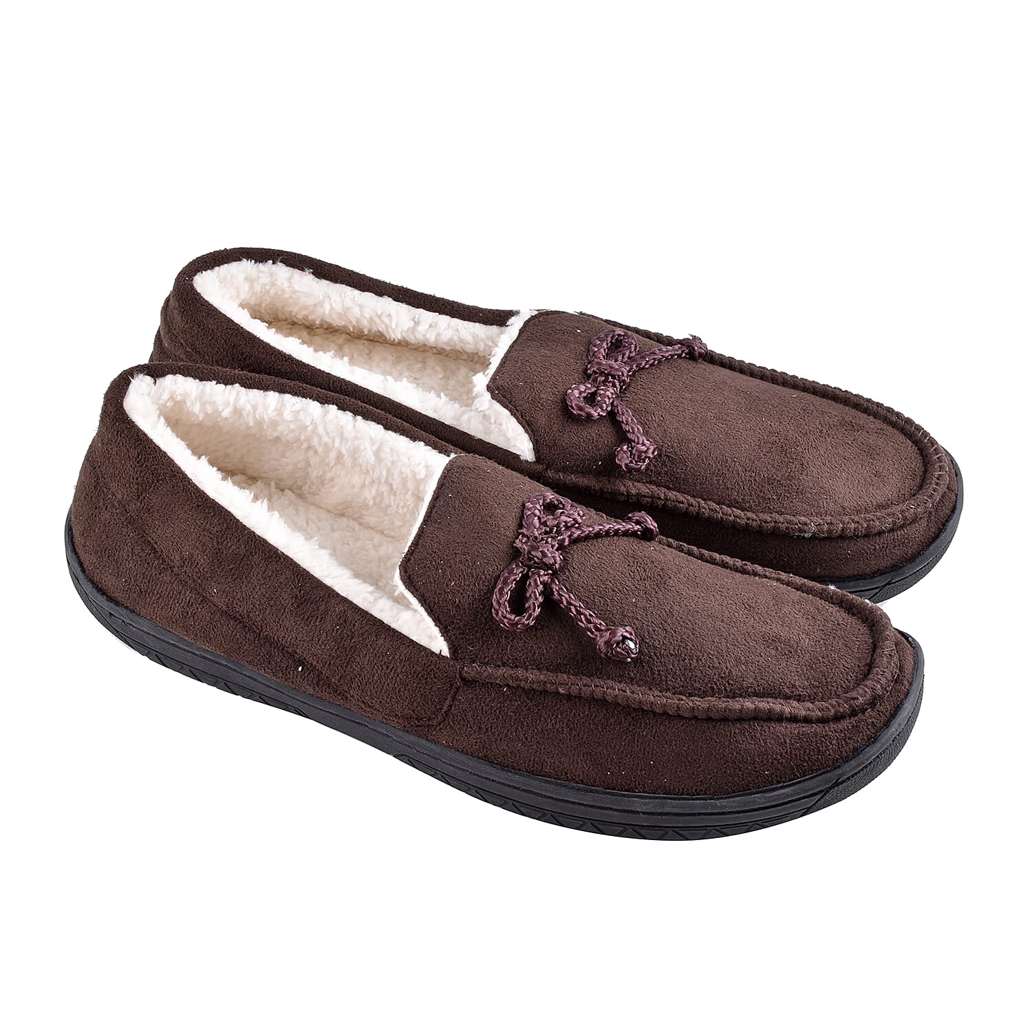 Brown Colour Mens Microfibre Moccasin Slippers (Size 7)